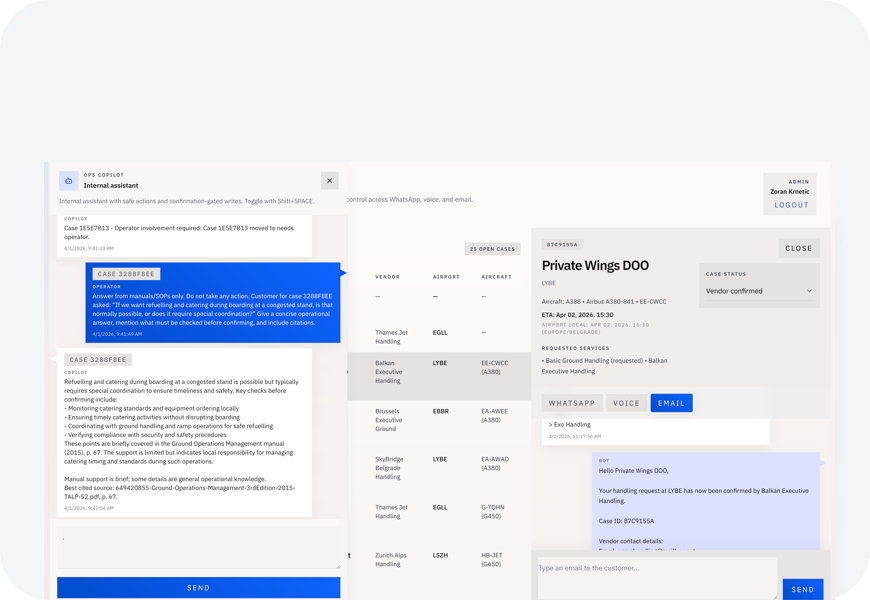 Exo Handling operations workspace and Ops Copilot